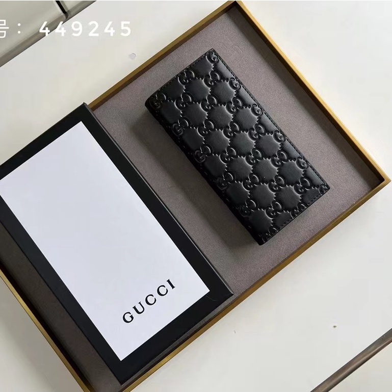 Sẵn sàng giao hàng 100% nguyên bản chính hãng dành cho nam giới mới mẻ Guccissima Suit Kẹp Ví gấp đôi có hộp 307774