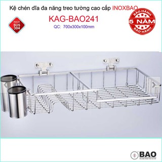 KỆ ÚP CHÉN DĨA ĐA NĂNG CÓ ỐNG ĐŨA INOX BẢO KAG-BAO241
