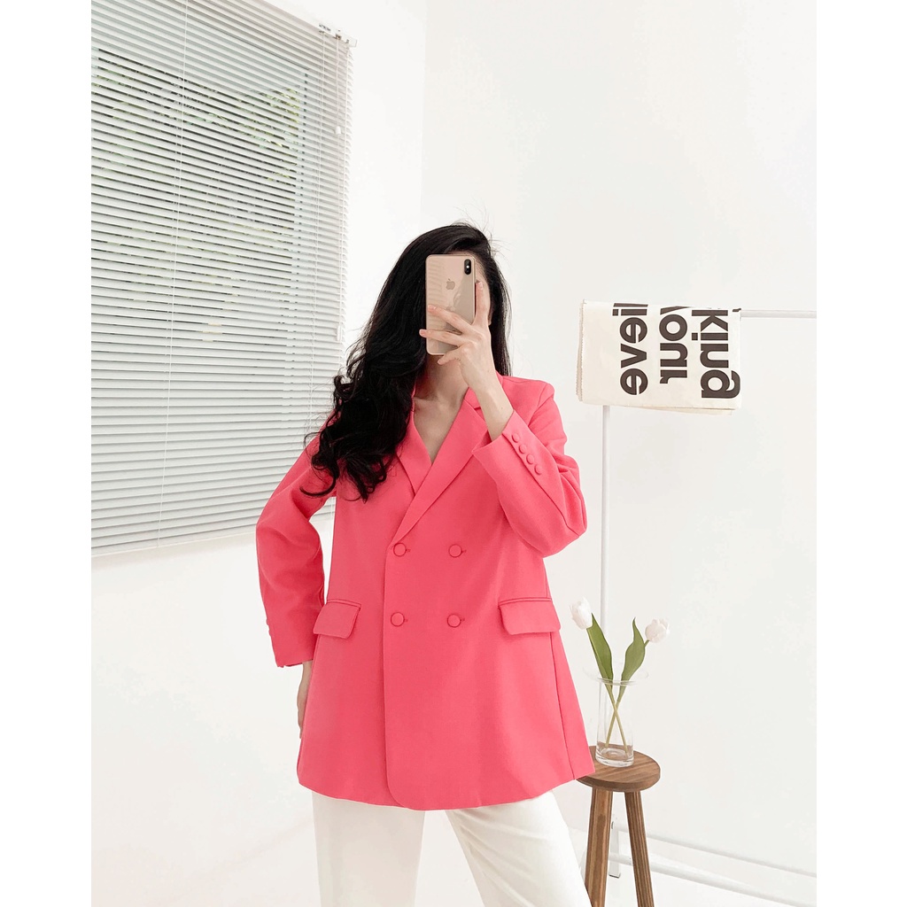 Ceci Cela - Áo Vest Blazer Màu Hồng Cánh Sen Hot trend Tay Dài