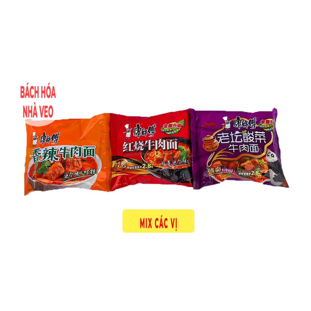 [MIX 30 Gói + KM 1 Măng Ớt] Mỳ Tôm Trung Quốc Hiệu Khang Sư Phụ + KM 1 Lọ Măng ớt Ngâm Mác Mật, Mỳ Trung Siêu Ngon