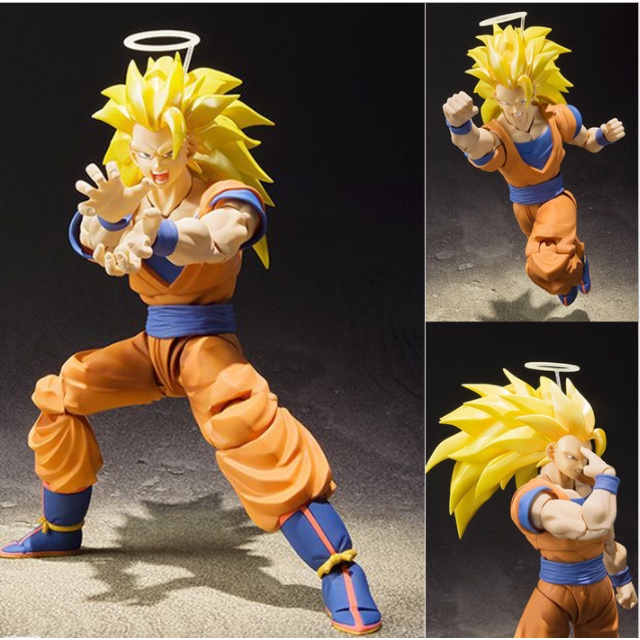 (Hết hàng) Mô hình khớp Dragon Ball Goku Super Saiyan 3 tóc vàng xấp xỉ 16cm