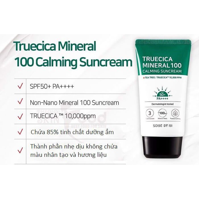 Kem Chống Nắng bảo vệ da và kháng khuẩn SOME BY MI Trucica Mineral 100 Calming Suncream 50ml - Hàn Quốc Chính Hãng