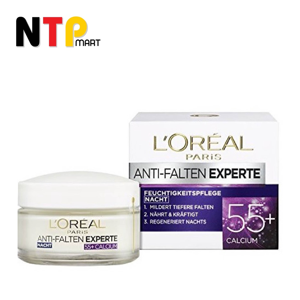 Kem dưỡng ẩm L’oreal 55+ chống lão hóa làm mờ nếp nhăn BAN ĐÊM cho người từ 55 tuổi hộp 50ml nhập khẩu Đức