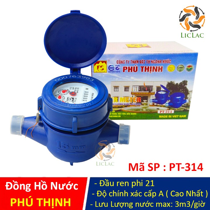 Đồng Hồ Đo Lưu Lượng Nước PHÚ THINH 314 ( Có giấy kiểm định và phiếu bảo hành ), Đồng hồ nước - LICLAC