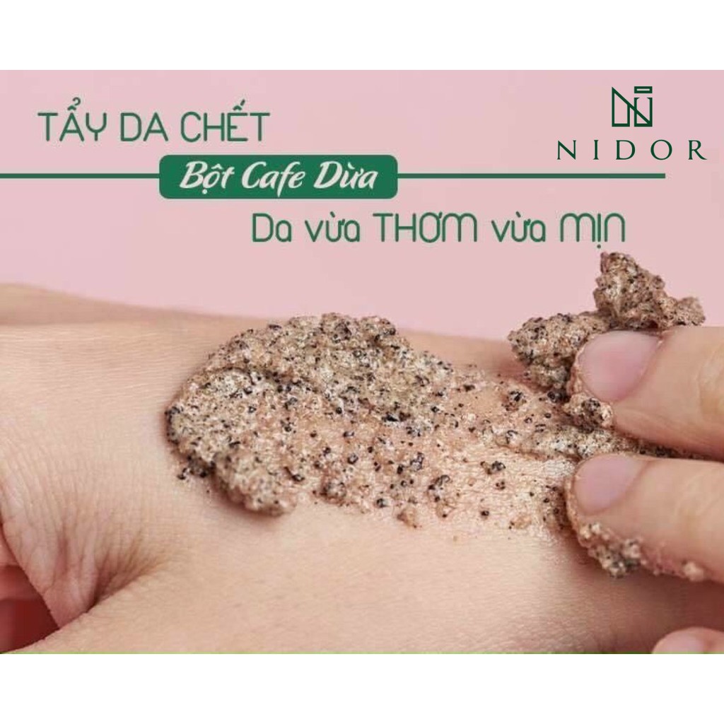 100g Cơm Dừa Cà Phê - Tẩy tế bào chết  - Da láng mịn sau khi tắm 100% nguyên chất - Handmade không hóa chất
