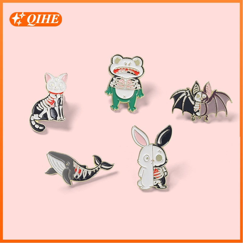 Ghim cài áo QIHE JEWELRY hình động vật hoạt hình 5 kiểu vui nhộn thời trang