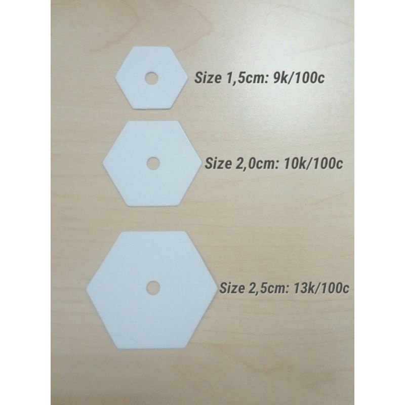 Phôi giấy lục giác size 3.5cm (100c/set - paper templates hexagon quilting)