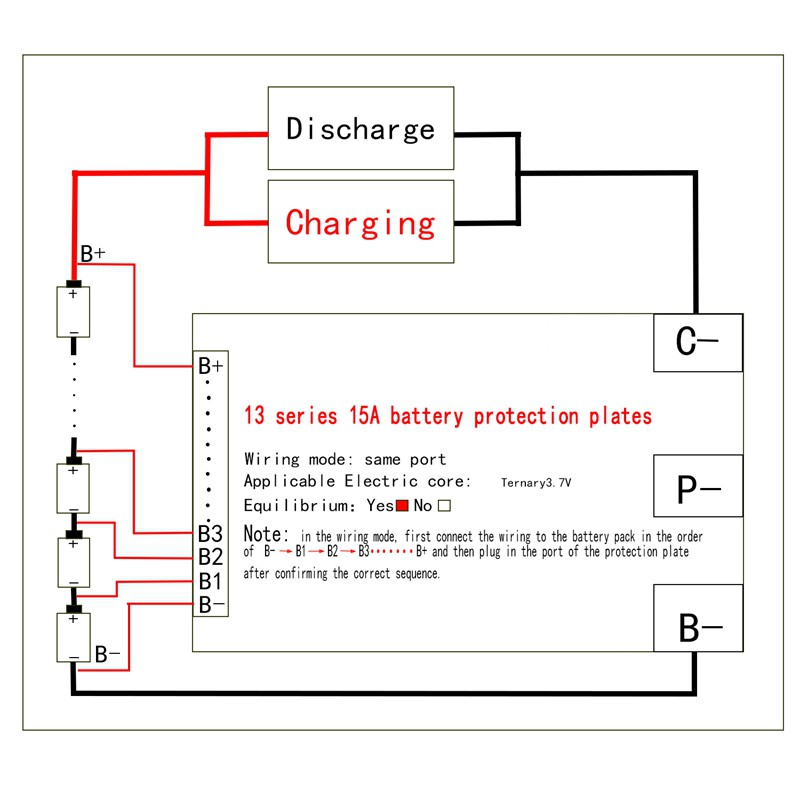 Bảng mạch pin Li-on 13S 48V 15A BMS PCB kèm bộ tản nhiệt