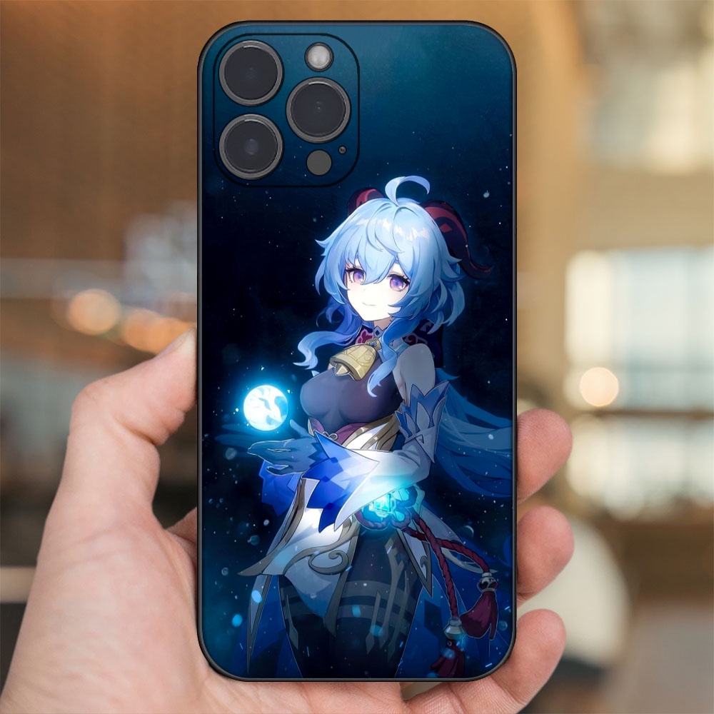 Ốp lưng iPhone 14 Pro Max dẻo đen cạnh vuông in hình Ganyu Genshin Impact