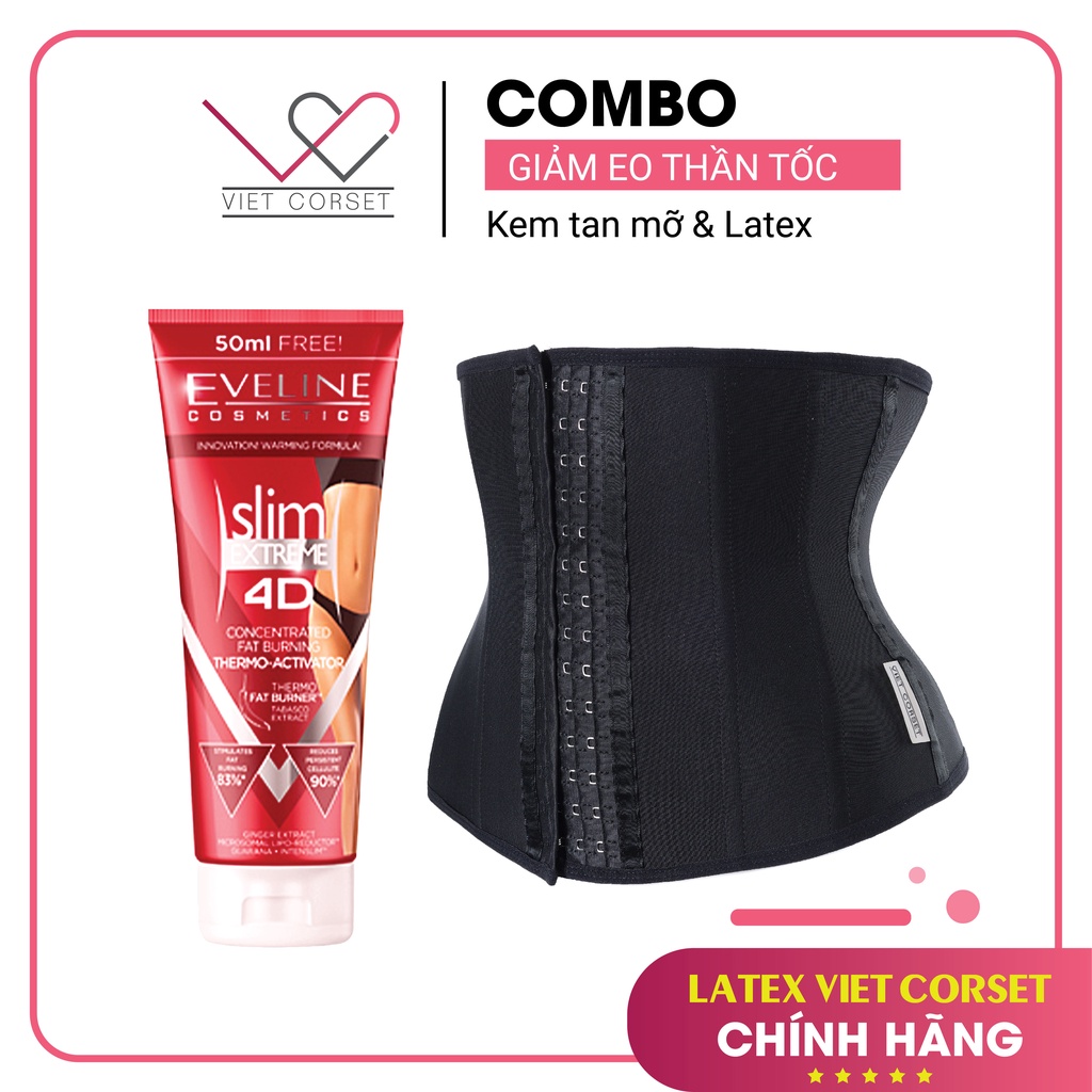 [COMBO] Latex Slim Đai Nịt Bụng Giảm Mỡ & Kem Tan Mỡ - BỘ ĐÔI GIẢM EO THẦN TỐC - Việt Corset