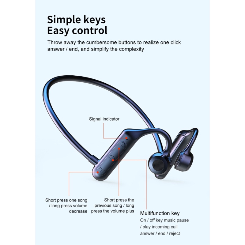 Coza Tai Nghe Truyền Âm Qua Xương Ak79 Tai Nghe Không Dây Tương Thích Bluetooth Tai Nghe Thể Thao Chống Nước Nặng Nhất Có Micrô Điều Chỉnh Âm Lượng Li-fe Chống Nước