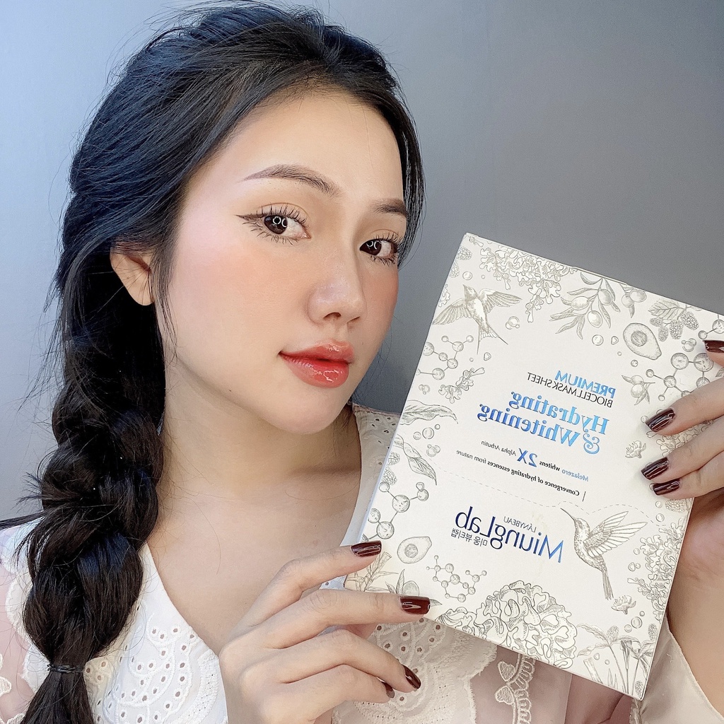 Hộp 8 miếng Mặt nạ cấp ẩm và dưỡng trắng da LÁNYBEAU MiungLab Premium Hydrating & Whitening Biocell Mask Sheet