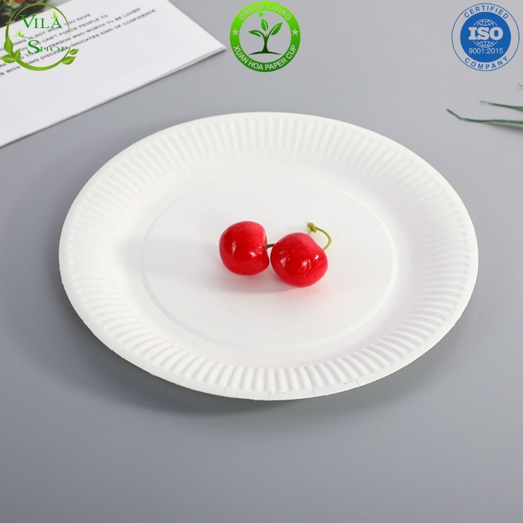 (Gói 10) Đĩa Giấy TRẮNG, Đĩa Dùng 1 Lần Đựng Bánh Kem, Đồ Ăn Picnic Tiện Lợi, An Toàn