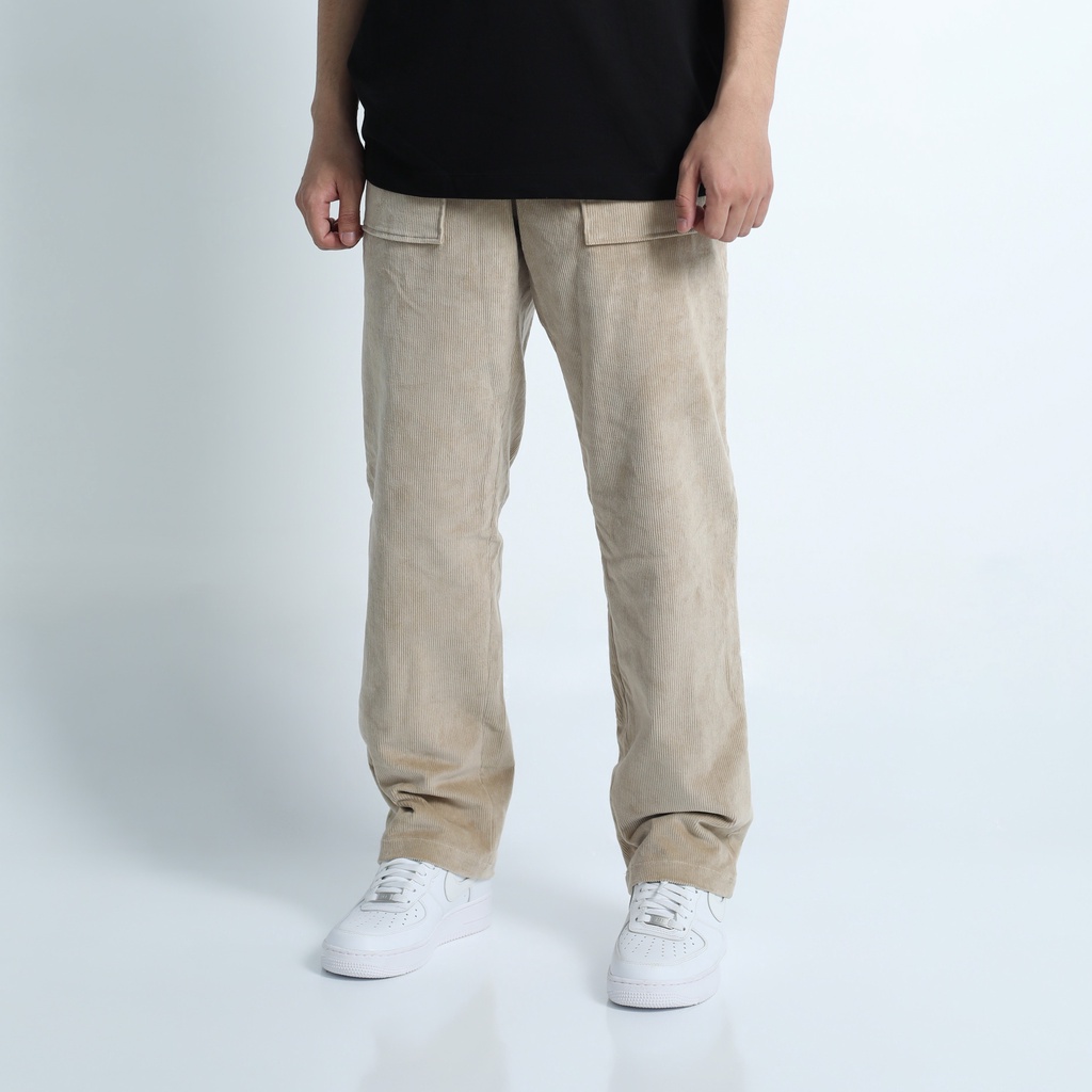 Quần Cargo Pants Nhung Tăm Ống Suông, Vải Cotton Dày, Hot Trend Street Style