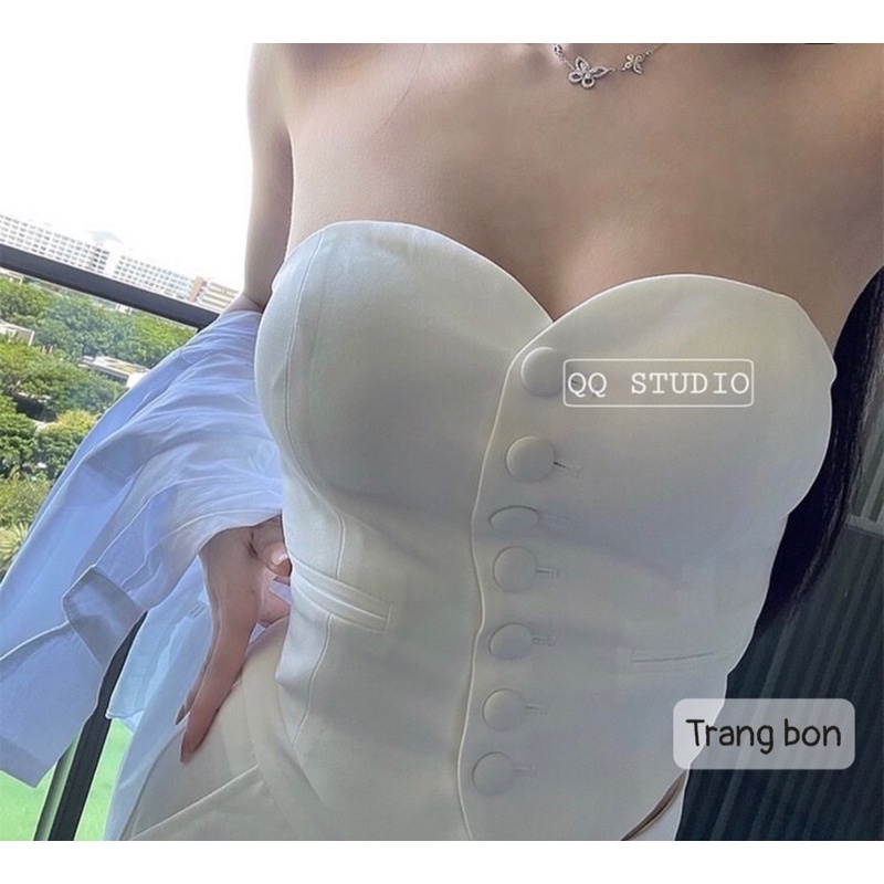 Áo quây cup ngực cúc bọc