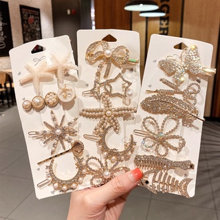 Set 5 kẹp tóc đính ngọc sang chảnh, kẹp tóc đính ngọc xinh xắn