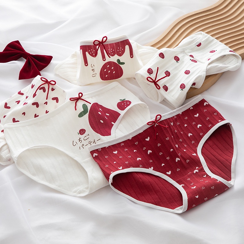 Quần lót nữ cotton cao cấp họa tiết dâu tây ngọt ngào