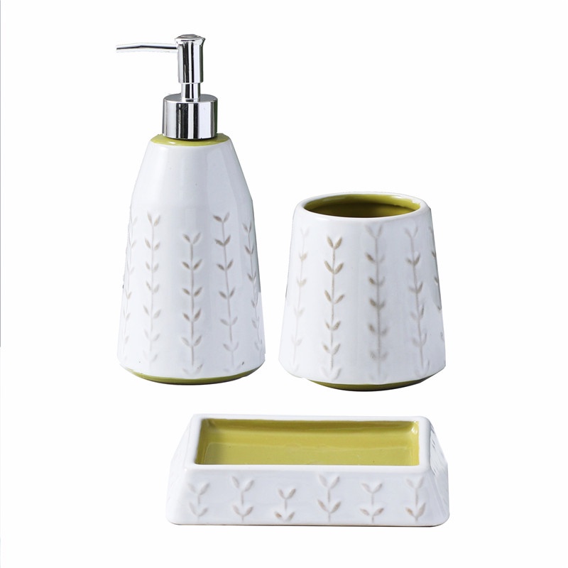 Bộ Ba Món Cốc Sứ Đựng Bàn Chải Kem Đánh Răng Xà Phòng Trang Trí Phòng Tắm Sáng Tạo