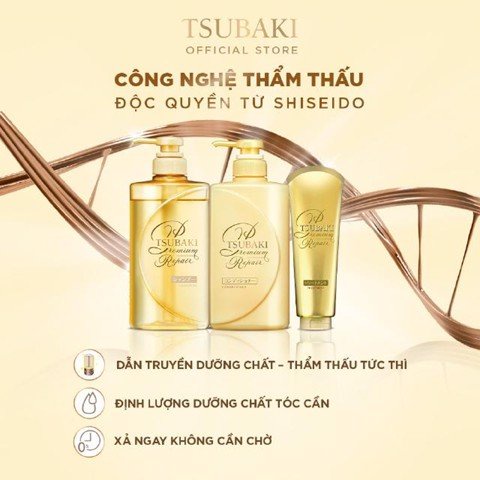 Combo Gội Xả Phục Hồi Ngăn Rụng Tóc Tsubaki Premium Repair