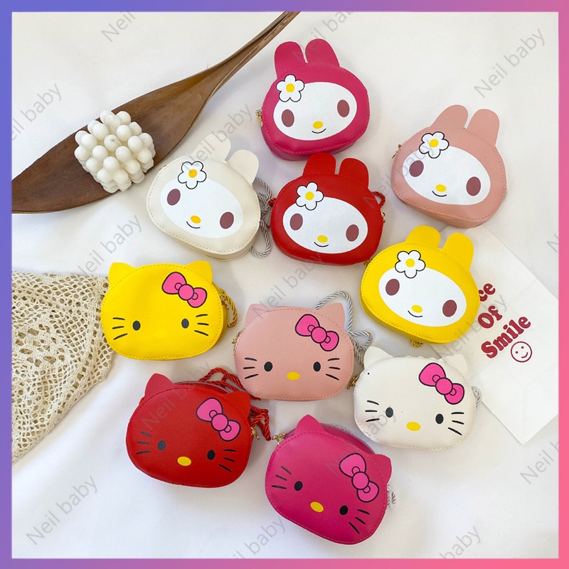 【Neil Baby】hàng Có Sẵn Túi Đeo Chéo Đựng Tiền Xu Hình Hello Kitty/Melody Dễ Thương Cho Bé