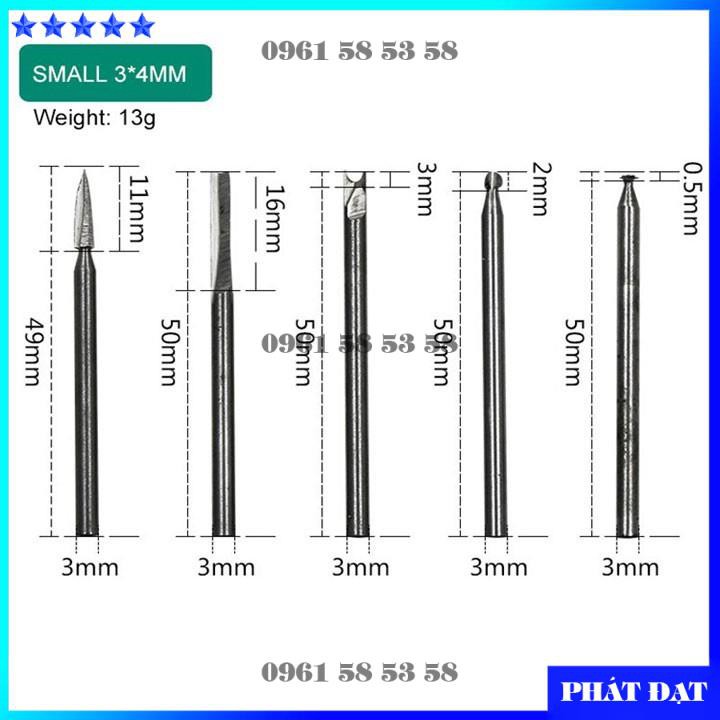 Bộ 5 mũi điêu khắc gỗ 3mm phụ kiện máy làm lũa bonsai (DCG)