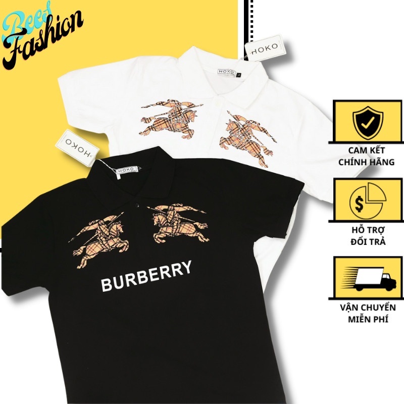Áo Thun Nam Hàn Quốc , Áo Polo Cotton Có Cổ Tay Ngắn BBR Hình Hoạ Tiết Size M L XL XXL BEE'S-FASHION