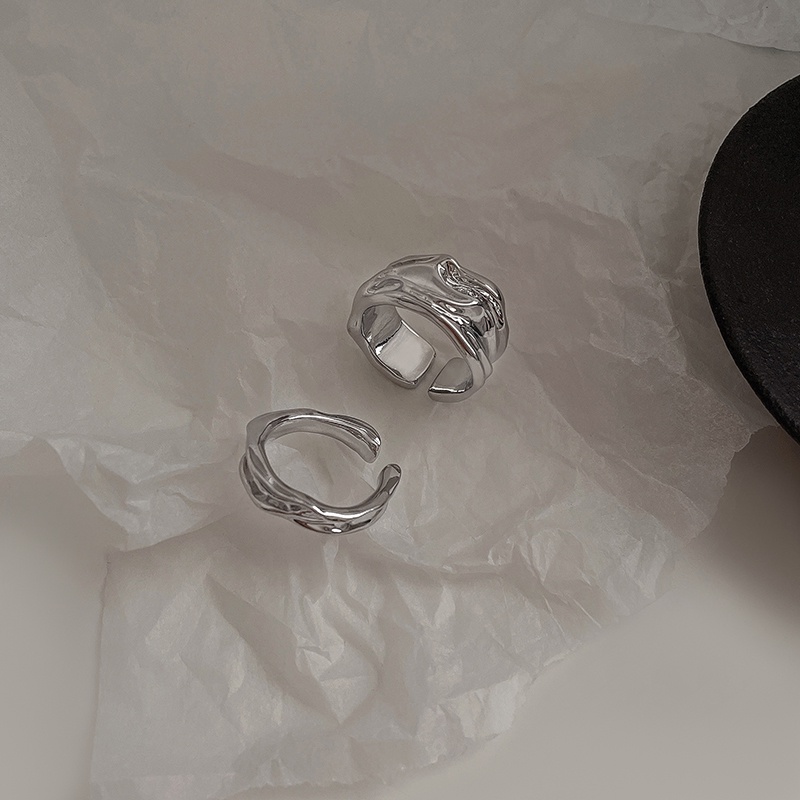 Nhẫn Xếp Ly Bất Đối Xứng Phong Cách hip hop Đường Phố Cá Tính Cho Nam Và Nữ