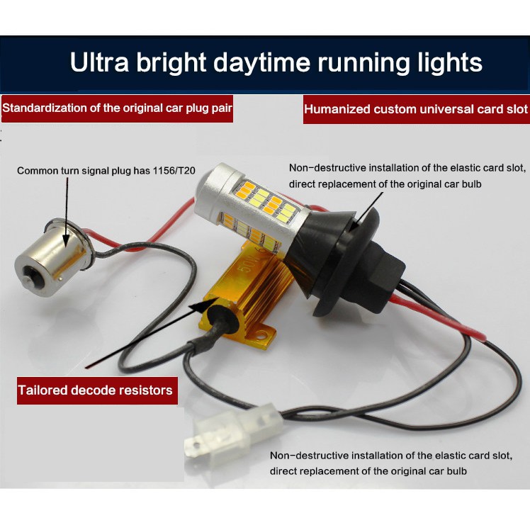 Set 2 đèn báo tín hiệu rẽ mô hình kép DRL&amp;Turn LED T20 1156 cho xe hơi