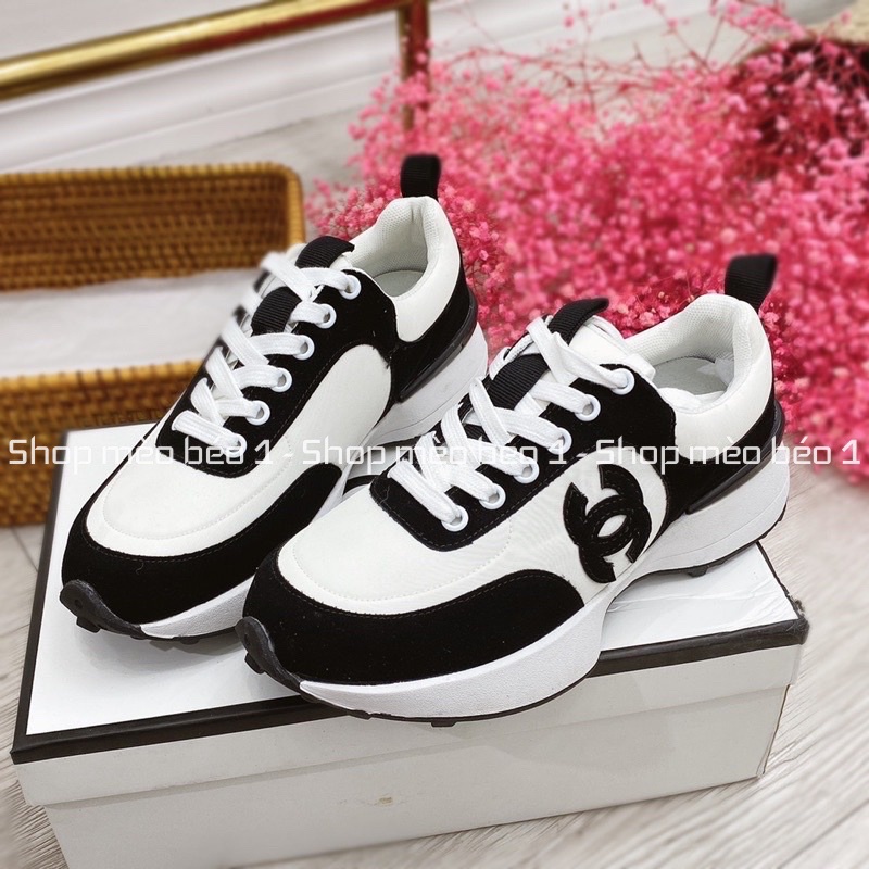 Giày thể thao sneaker cn trắng pha viền đen fullbox