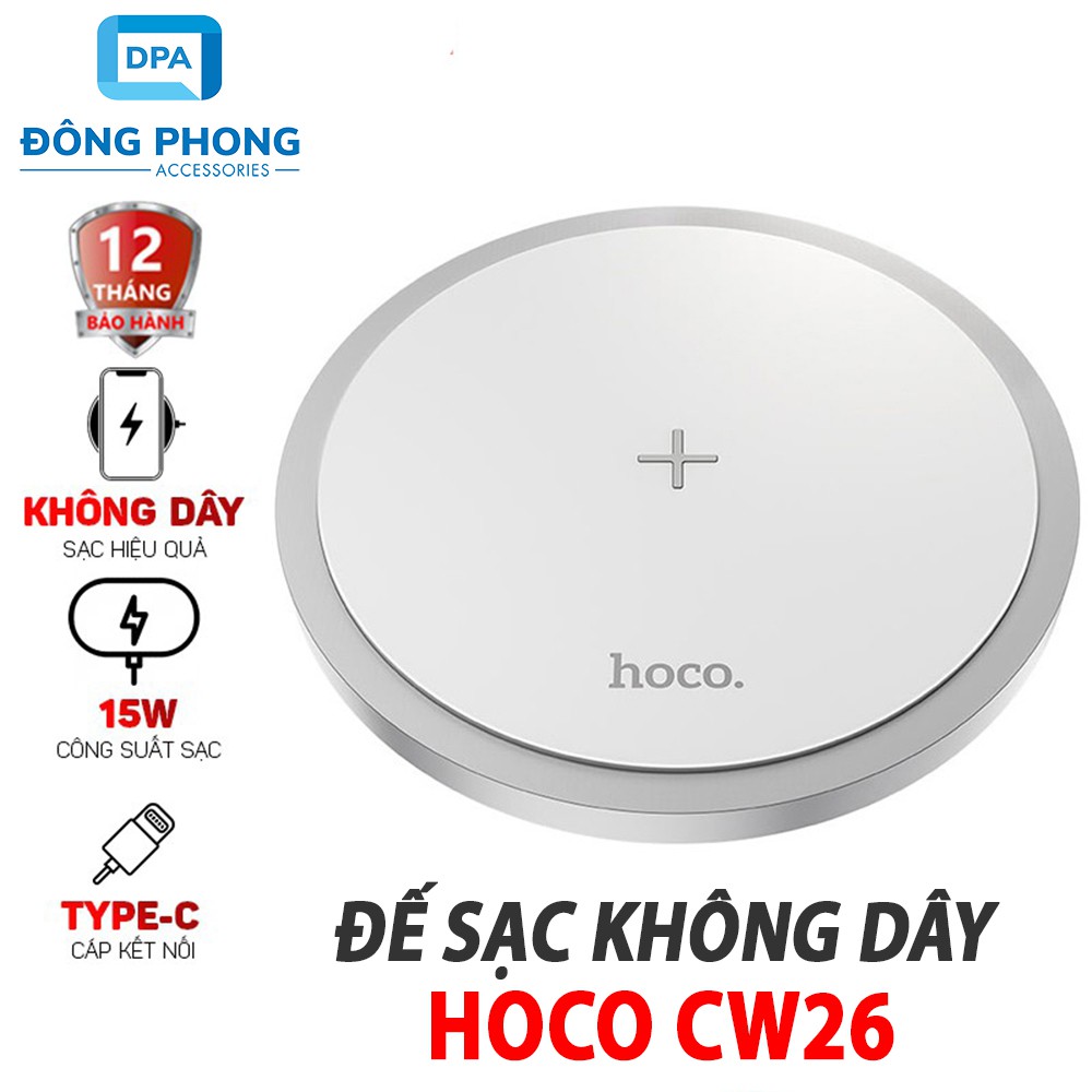 Đế Sạc Nhanh Không Dây Hoco CW26 Chính Hãng, Sạc Được Cả Tai Nghe Không Dây