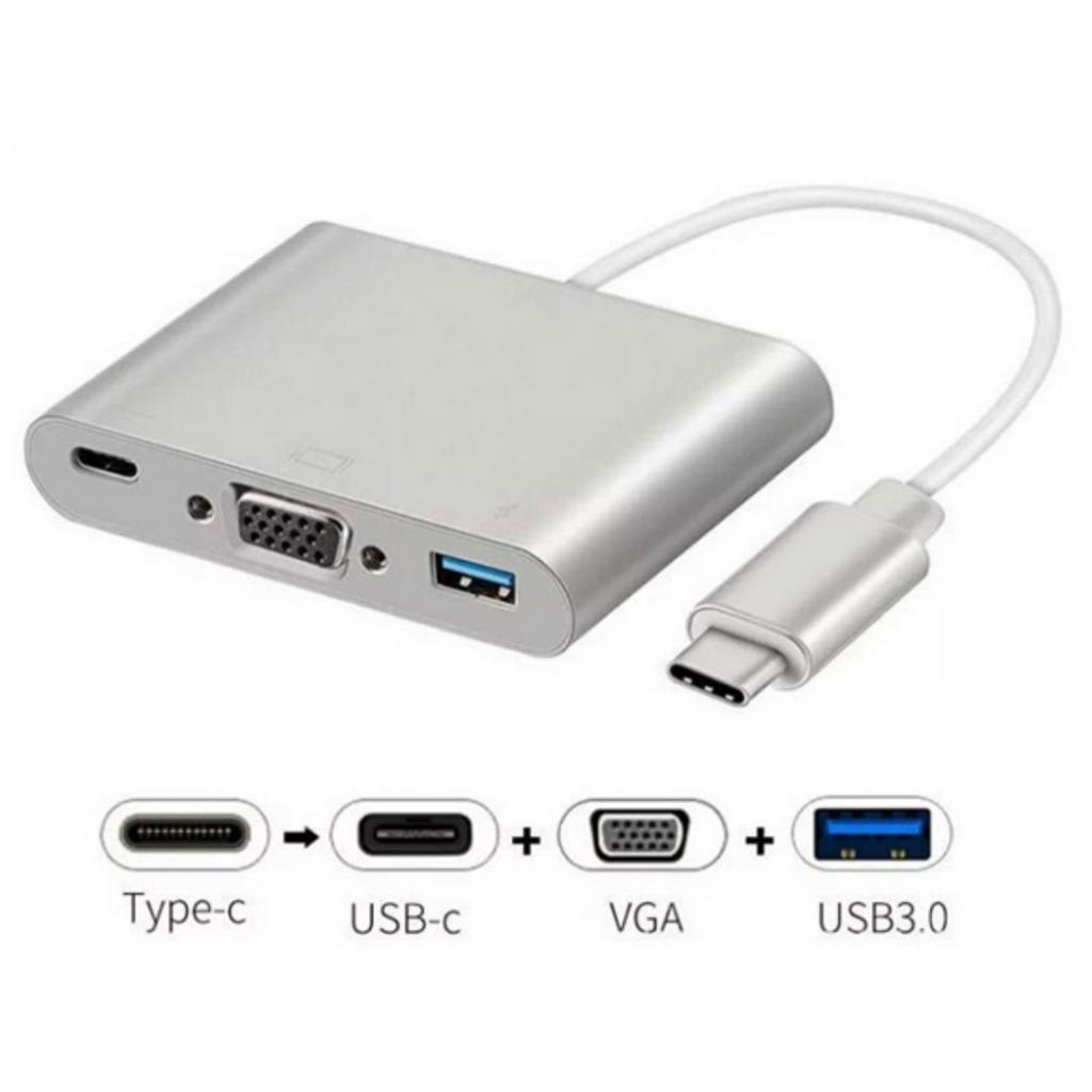 Cáp 3 in 1 chuyển đổi typeC sang VGA/ USB/ TypeC - hỗ trợ chất lượng FullHD