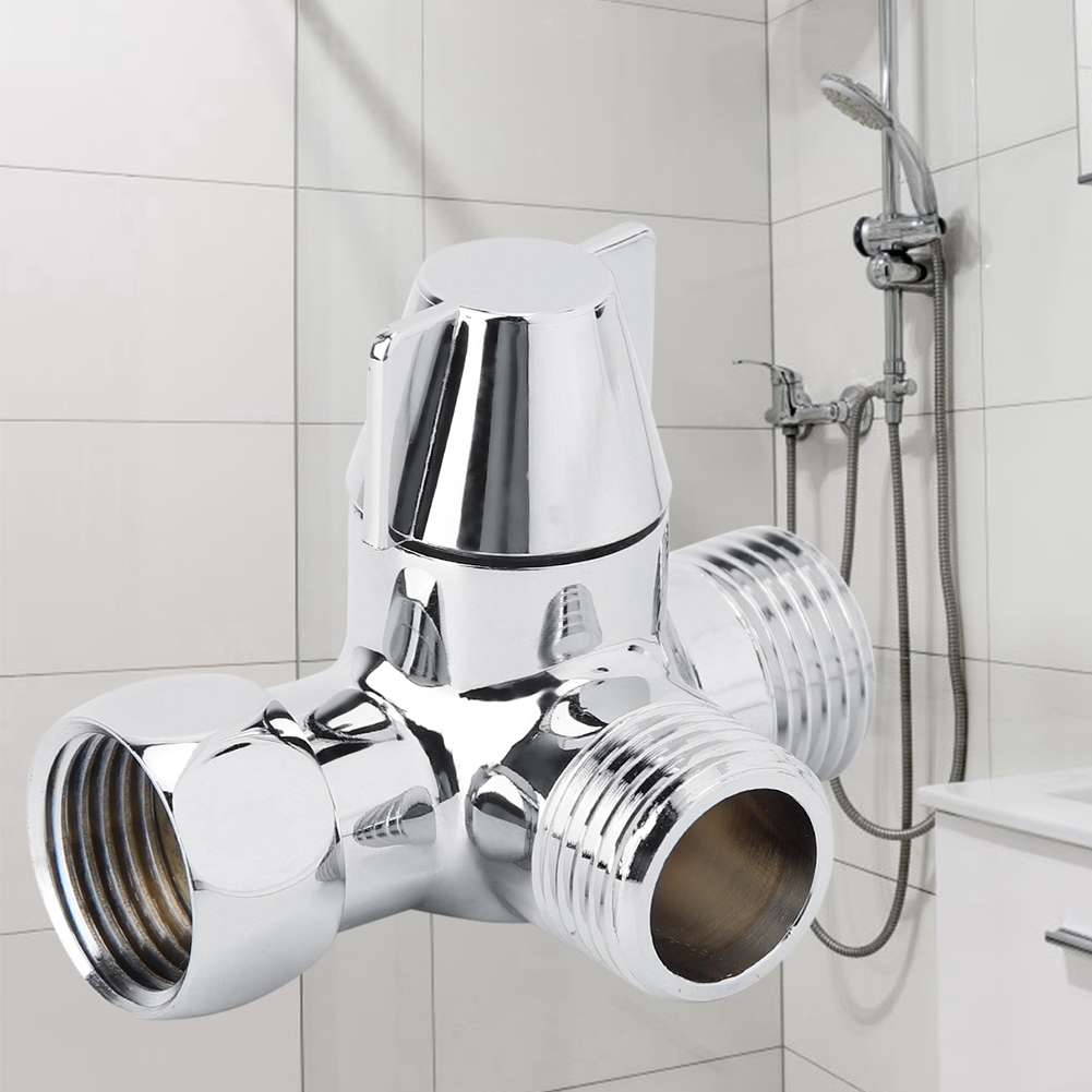 Đầu vòi nước chuyển 3 hướng màu bạc G1/2&quot; mạ điện tiện dụng