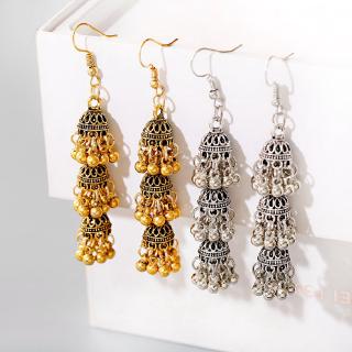 Mùa Hè 2020 Dân Tộc Vàng Bạc Hợp Kim Chuông Dài Bông Tai Dành Cho Nữ Gypsy Trang Sức Ngày Lễ