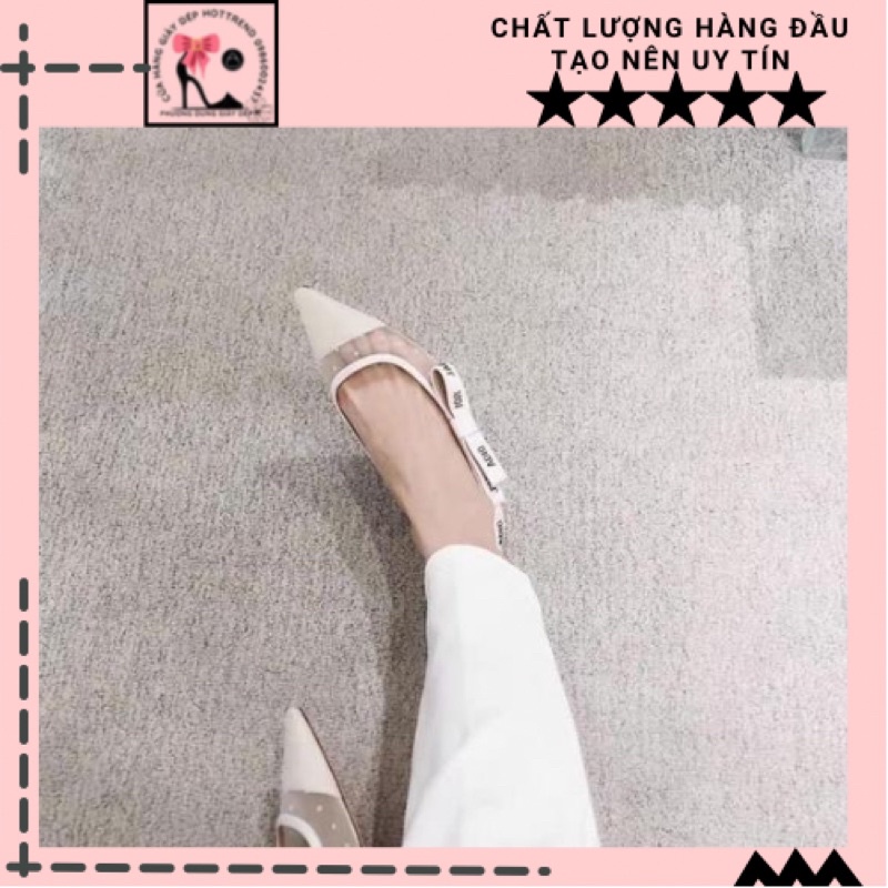 Sandal cao gót lưới bi trắng fullbox, bill, túi giấy 1688-9