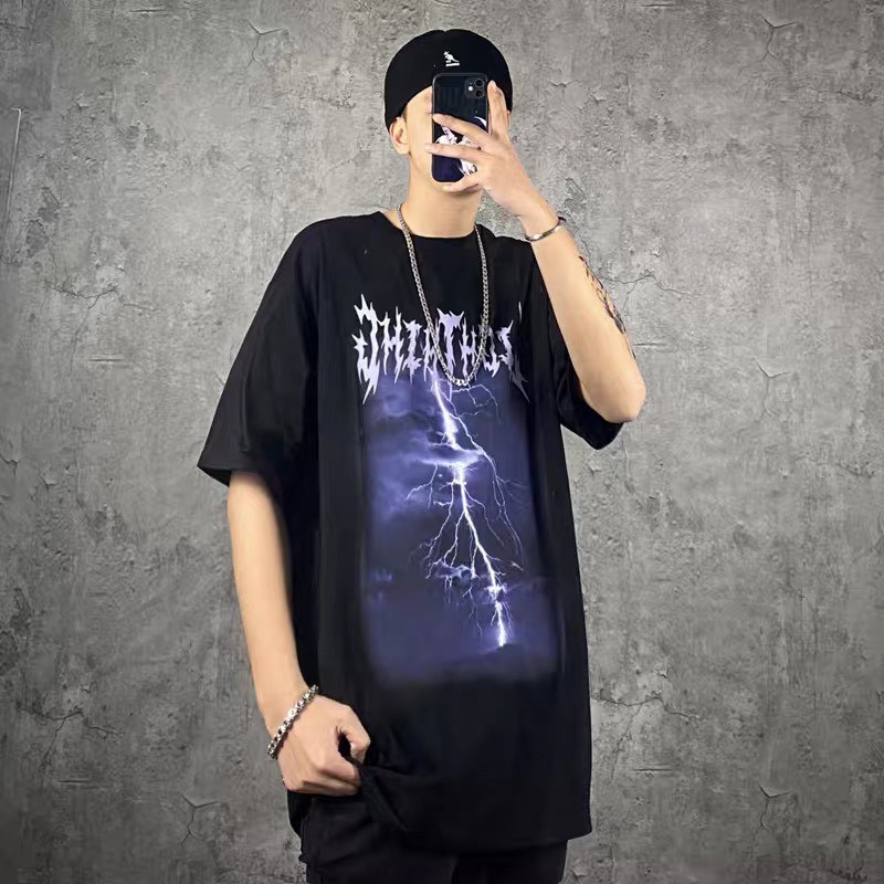 [RẺ VÔ ĐỊCH] Áo thun unisex Tia Sét LIGHTHING basic form rộng tay lỡ dành cho nam nữ