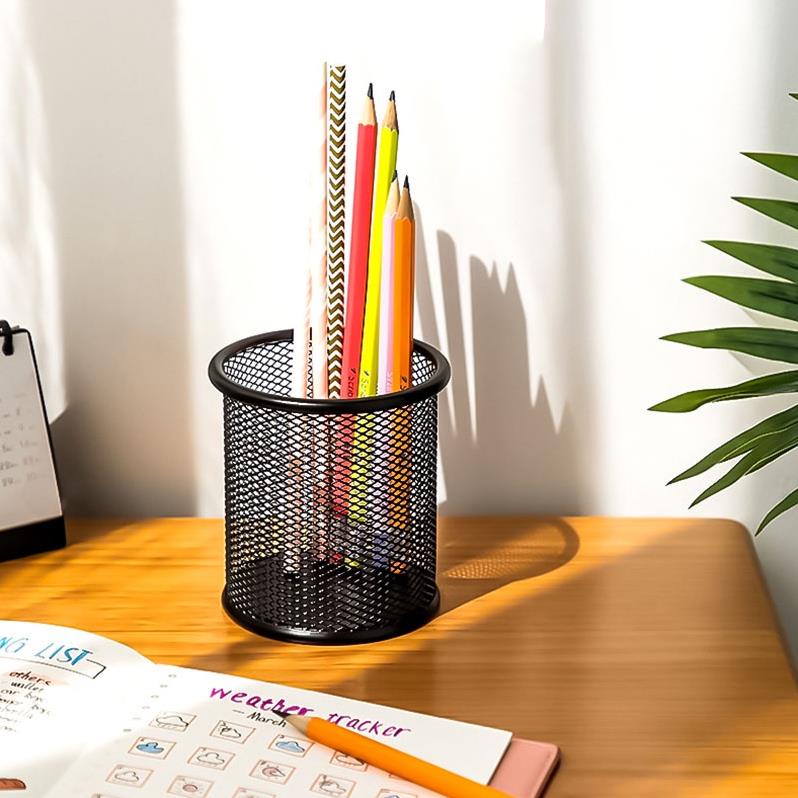 Giỏ Đựng Bút Lưới Sắt Văn Phòng Để Bàn - Ống Đựng Bút Kim Loại VUÔNG Văn Phòng Phẩm