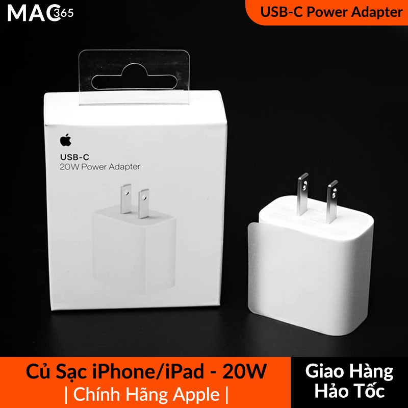 | Chính Hãng Apple | Củ Sạc Nhanh 20W Zin Dùng Cho iPhone 12 Pro Max, iPad Pro M1 2020, Sạc Nhanh Chuẩn PD, Không Nóng