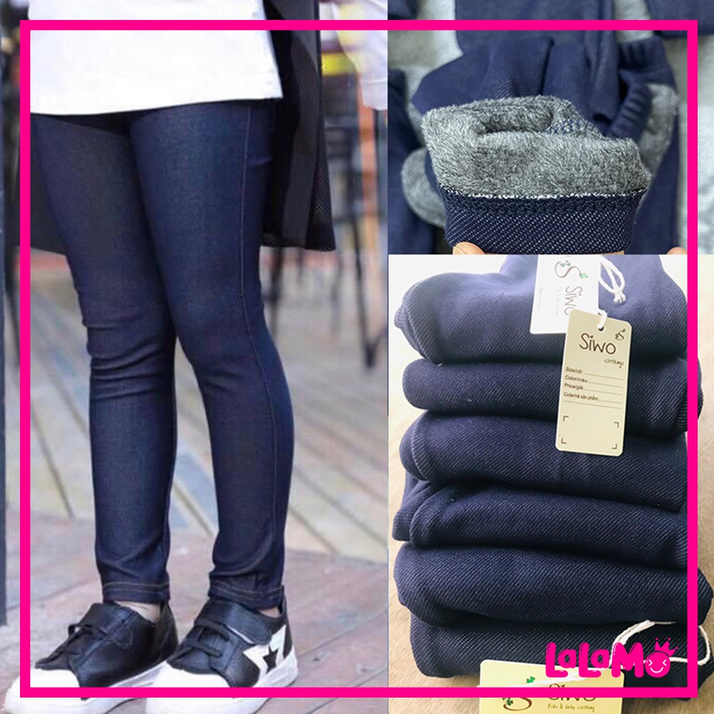 Quần legging SIWO giả Jeans Nỉ lông cực kỳ ấm áp co giãn 4 chiều cho bé 1 đến 7 tuổi