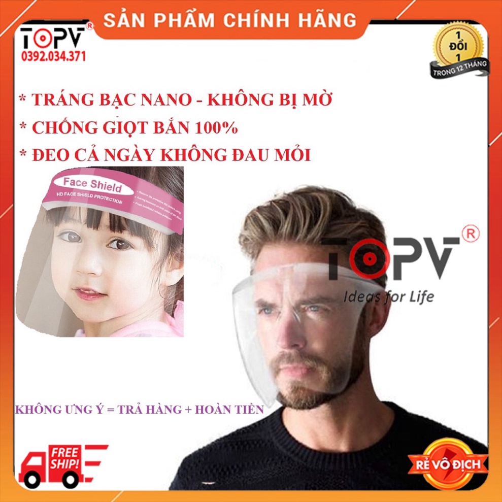 Kính chống giọt bắn cao cấp face shield tấm chắn phòng chống dịch bảo hộ cho bé, người lớn kiếng mũ chống bụi ngăn dịch