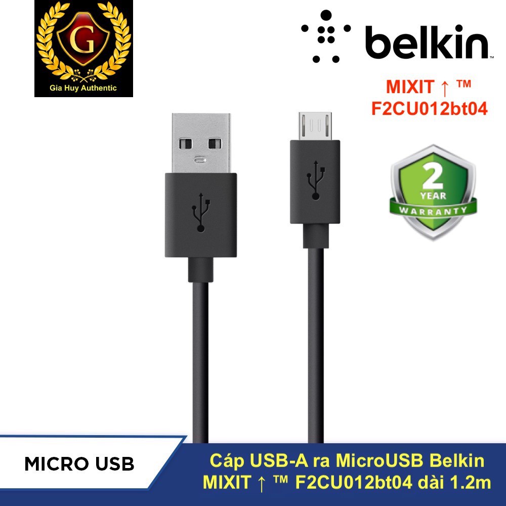 Cáp USB-A ra MicroUSB Belkin MIXIT ↑ ™ F2CU012bt04 dài 1.2m