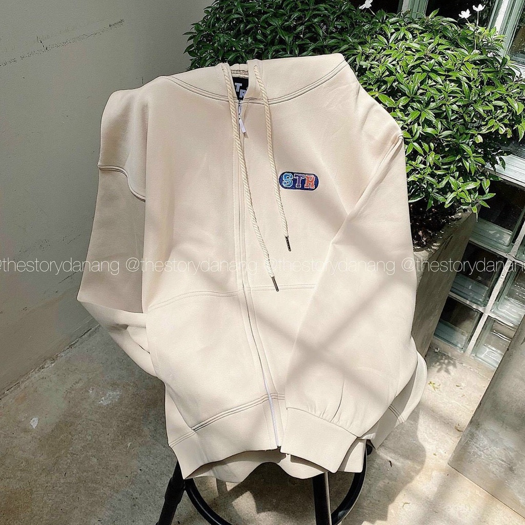 Áo khoác nữ nỉ ngoại STR có nón rộng, áo khoác trơn thời trang nữ nỉ ngoại dày dặn.