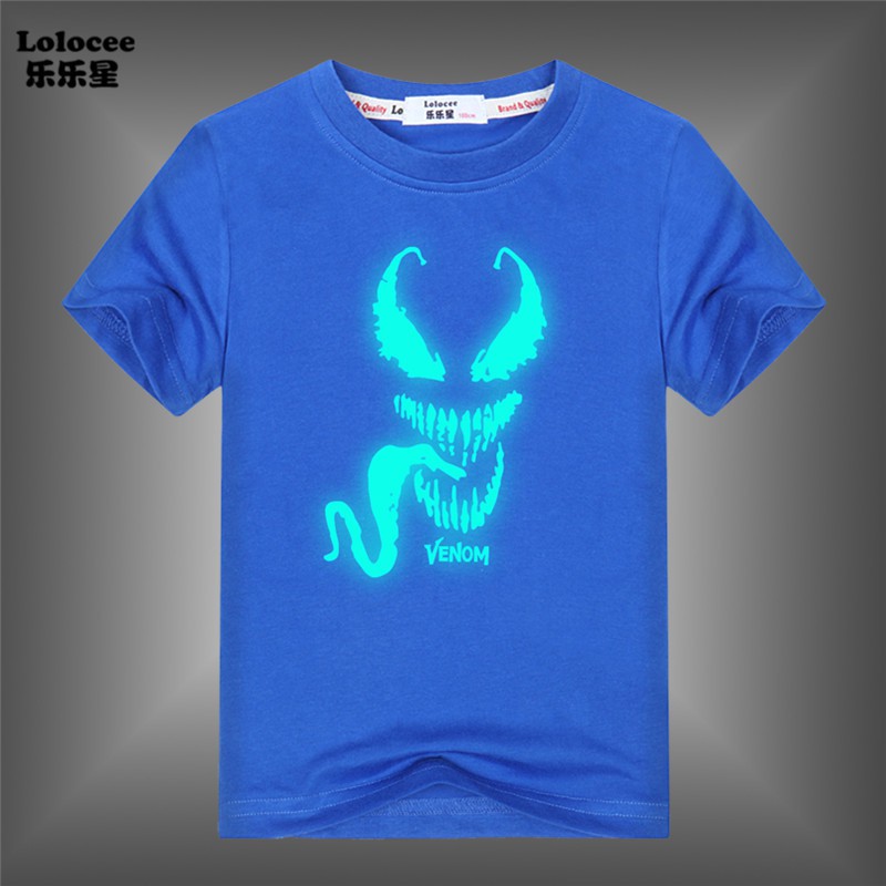 MARVEL áo nam Ngắn Tay In Hình Người Nhện Venom Dạ Quang