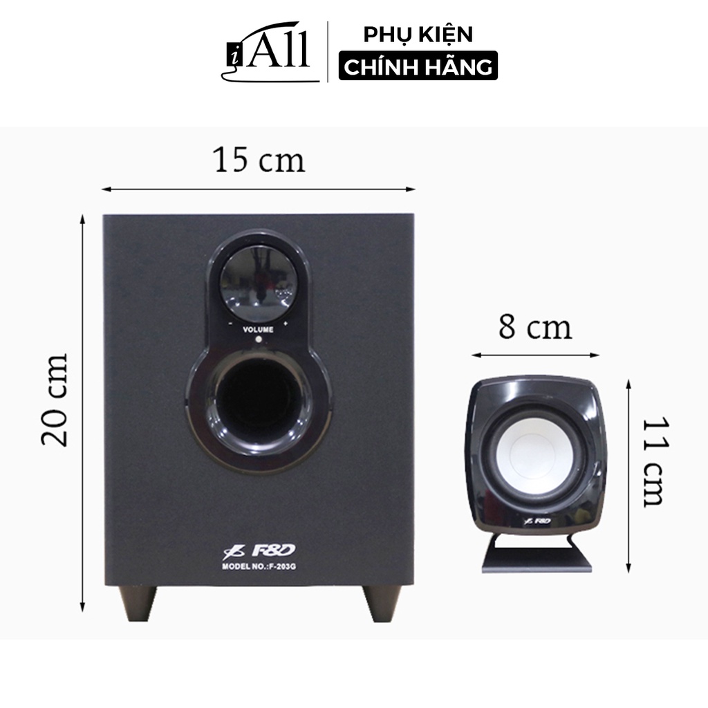 Loa máy tính bluetooth F&D F203G 2.1 dàn âm thanh phát nhạc cho mọi thiết bị - iAll Store