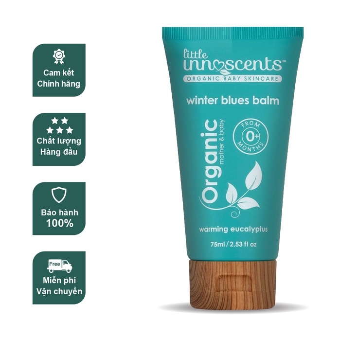 Dầu bôi chống cảm ấm ngực Little Unn Scents Organic - Tuyp 75ml giữ ấm an toàn cho bé-BaByC