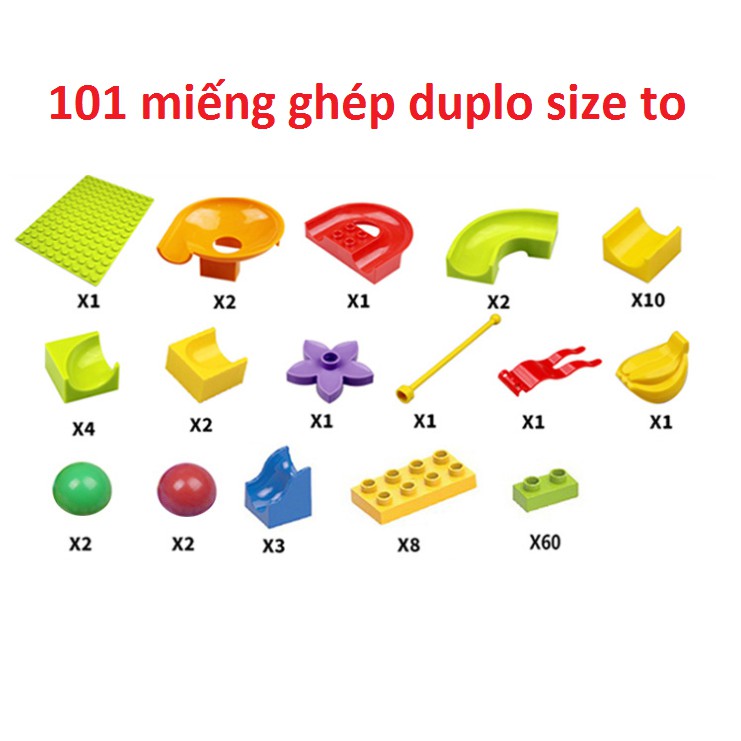 [Mã LIFETOYS1 giảm 30K đơn 99K] Bộ thả bi, xếp hình thả bi, đồ chơi lắp ráp 101 miếng loại to tương thích lego duplo.