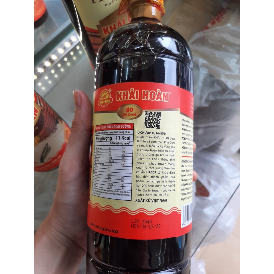 Nước Mắm Phú Quốc Khải Hoàn Chai Nhựa 1 Lít 40 Độ Đạm