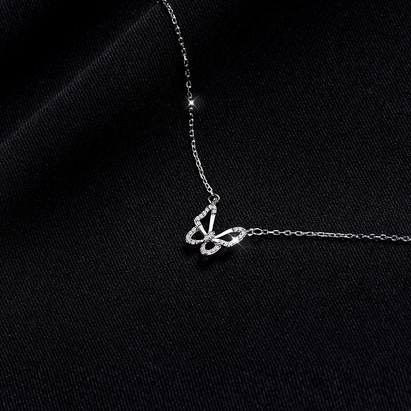 Dây chuyền nữ bạc, dây chuyền bướm pha lê đính đá pha lê nhân tạo siêu đẹp