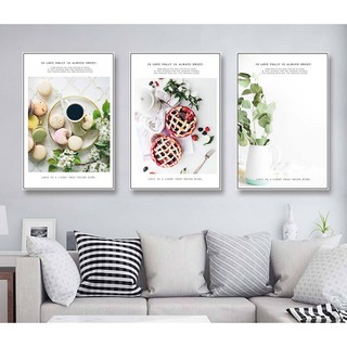 Bộ 3 tranh canvas treo tường trang trí bàn ăn quán cà phê OPV793- 35 x 50 cm x 3 tranh
