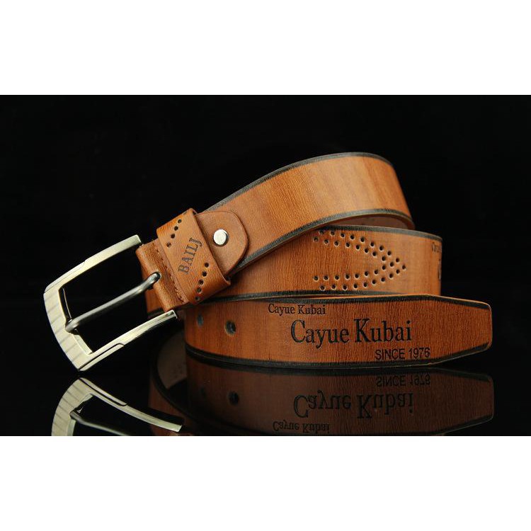 HCM-Thắt lưng da Nam mặt khóa kim kiểu khóa lỗ tròn  DL929  NÂU