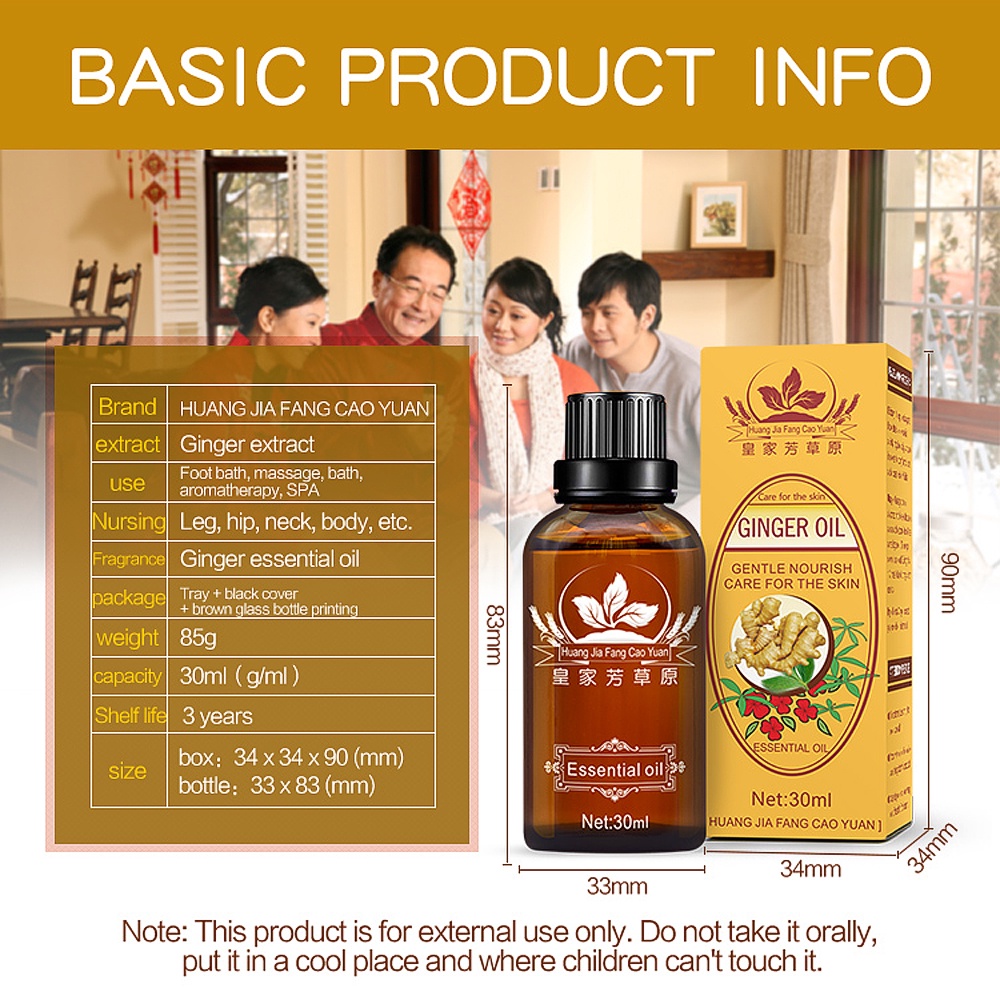 Tinh Dầu Gừng 30ml Mát Xa Cơ Thể Chống Lão Hóa Tiện Dụng